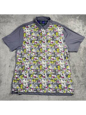 William Murray Animals AOP Print Golf Polo Mens XL Gray Performance Shirt